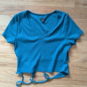 Teal V-Neck Crop Top
